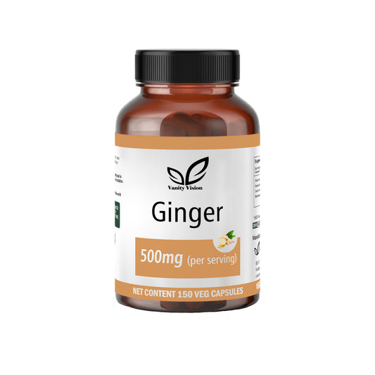 Ginger 500mg Capsules – Natural Digestive Support, Anti-Inflammatory, and Immune Booster