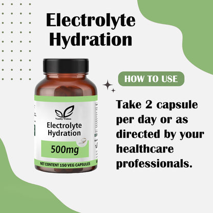 Electrolyte Hydration 500mg Capsules– Natural Electrolyte Support for Energy, Hydration , Recovery