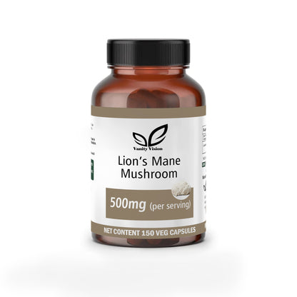 Lion's Mane Mushroom 500mg Capsules – Natural Cognitive Support, Mental Clarity, and Brain Health