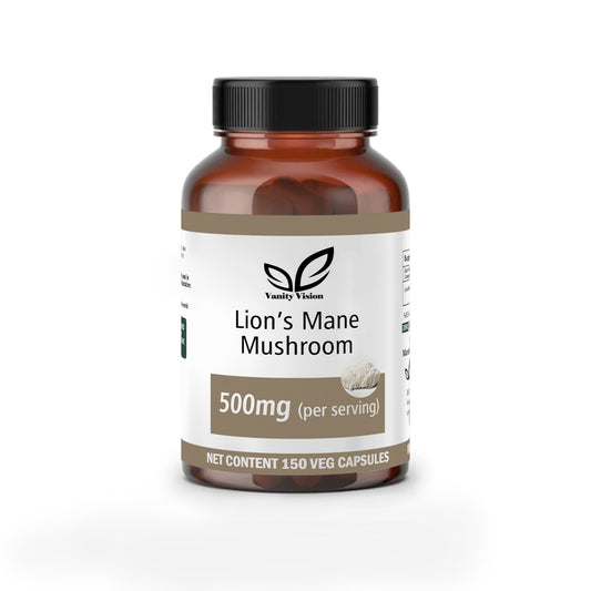 Lion's Mane Mushroom 500mg Capsules – Natural Cognitive Support, Mental Clarity, and Brain Health